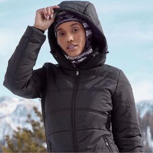 Alp N Rock Camille Puffer Ski Jacket Women’s Size Large Hooded Coat Black
